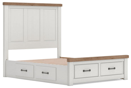 Savonport White/Brown Queen Panel Storage Bed from Ashley - Luna Furniture