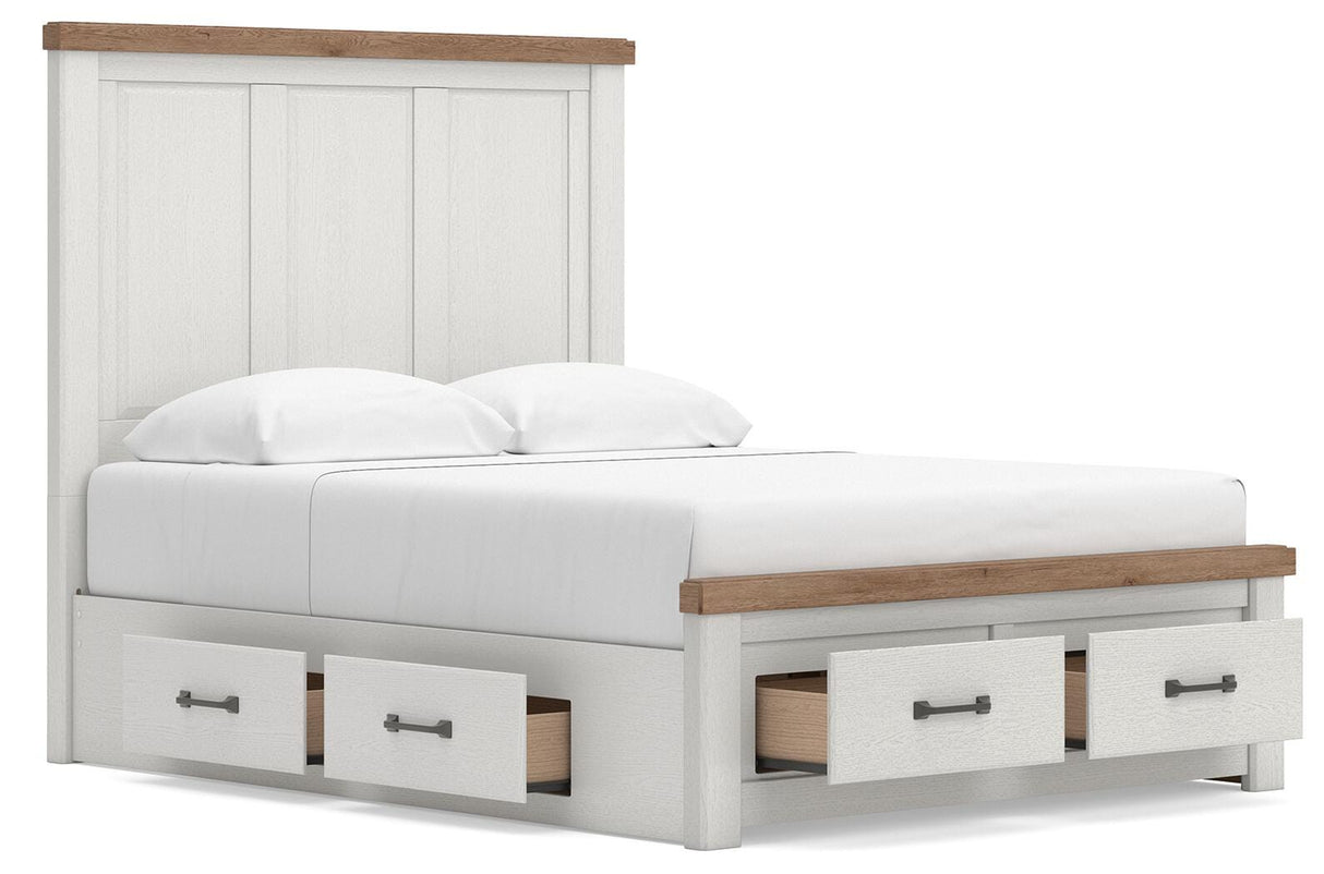 Savonport White/Brown Queen Panel Storage Bed from Ashley - Luna Furniture