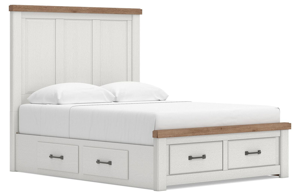 Savonport White/Brown Queen Panel Storage Bed from Ashley - Luna Furniture