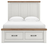 Savonport White/Brown Queen Panel Storage Bed from Ashley - Luna Furniture