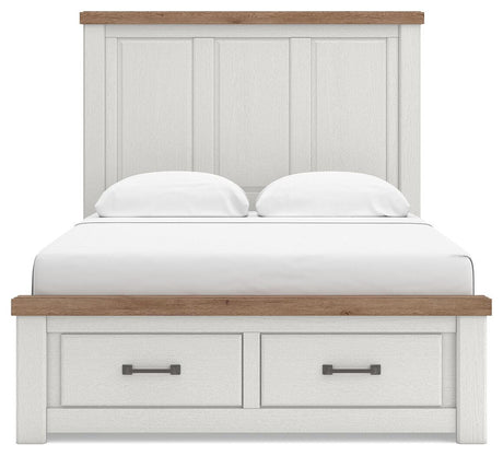 Savonport White/Brown Queen Panel Storage Bed from Ashley - Luna Furniture