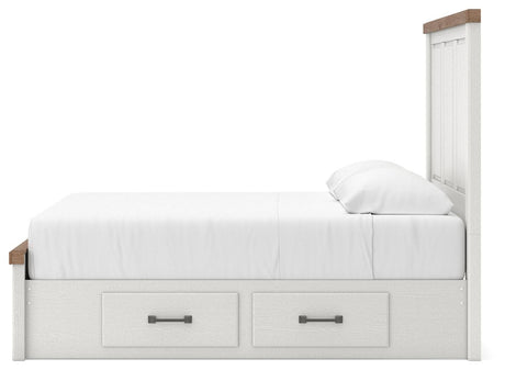 Savonport White/Brown Queen Panel Storage Bed from Ashley - Luna Furniture