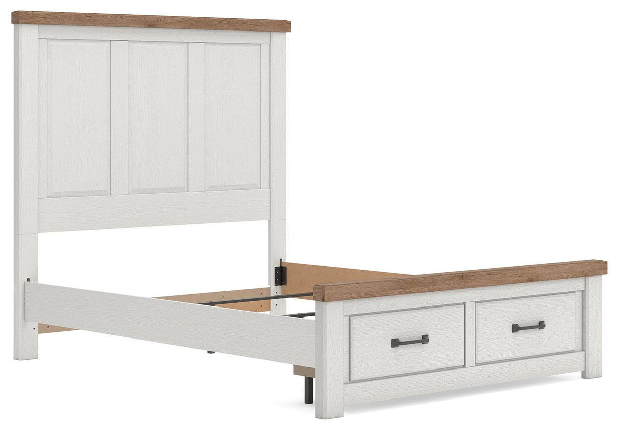 Savonport White/Brown Queen Panel Storage Bed from Ashley - Luna Furniture