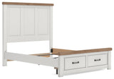 Savonport White/Brown Queen Panel Storage Bed from Ashley - Luna Furniture