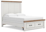Savonport White/Brown Queen Panel Storage Bed from Ashley - Luna Furniture