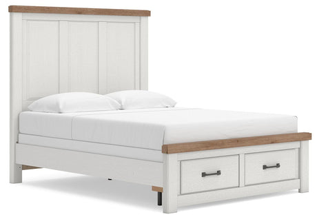 Savonport White/Brown Queen Panel Storage Bed from Ashley - Luna Furniture