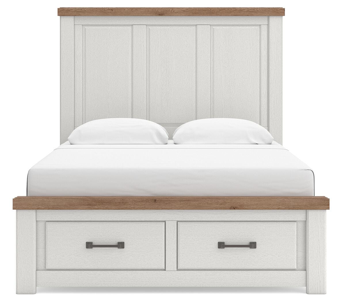 Savonport White/Brown Queen Panel Storage Bed from Ashley - Luna Furniture