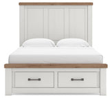 Savonport White/Brown Queen Panel Storage Bed from Ashley - Luna Furniture