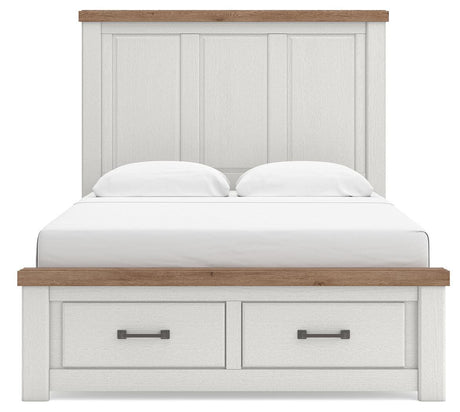 Savonport White/Brown Queen Panel Storage Bed from Ashley - Luna Furniture