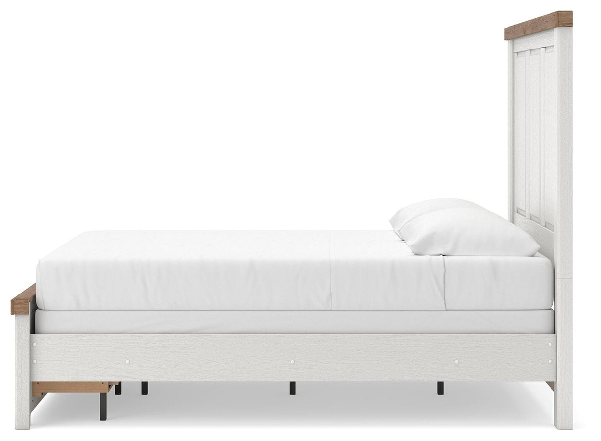 Savonport White/Brown Queen Panel Storage Bed from Ashley - Luna Furniture