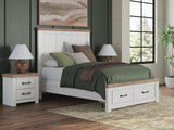 Savonport White/Brown Queen Panel Storage Bed from Ashley - Luna Furniture