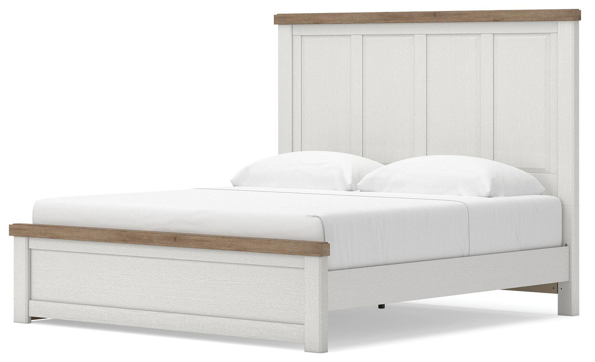 Savonport White/Brown King Panel Bed with Storage from Ashley - Luna Furniture