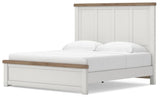 Savonport White/Brown King Panel Bed with Storage from Ashley - Luna Furniture