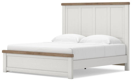 Savonport White/Brown King Panel Bed with Storage from Ashley - Luna Furniture
