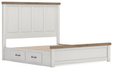 Savonport White/Brown King Panel Bed with Storage from Ashley - Luna Furniture