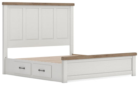 Savonport White/Brown King Panel Bed with Storage from Ashley - Luna Furniture