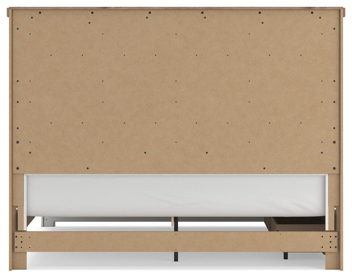 Savonport White/Brown King Panel Storage Bed, Dresser and Mirror from Ashley - Luna Furniture