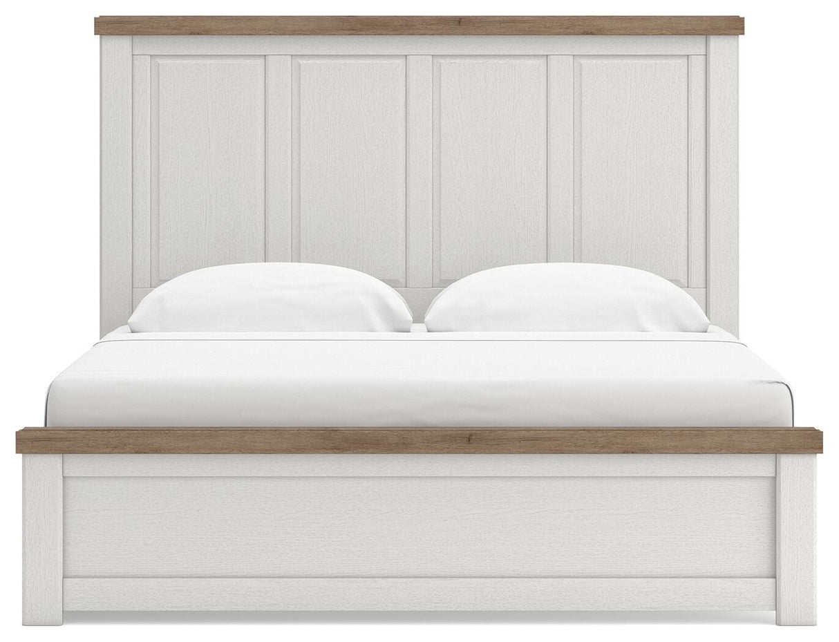 Savonport White/Brown King Panel Bed with Storage from Ashley - Luna Furniture