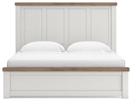Savonport White/Brown King Panel Bed with Storage from Ashley - Luna Furniture