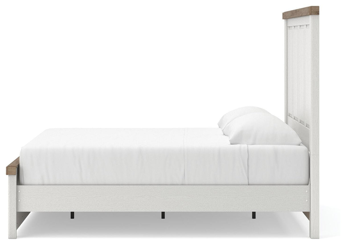 Savonport White/Brown King Panel Bed with Storage from Ashley - Luna Furniture