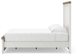 Savonport White/Brown King Panel Bed with Storage from Ashley - Luna Furniture