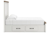 Savonport White/Brown King Panel Bed with Storage from Ashley - Luna Furniture