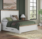 Savonport White/Brown King Panel Storage Bed, Dresser and Chest from Ashley - Luna Furniture