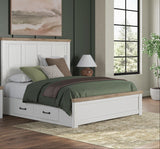 Savonport White/Brown King Panel Storage Bed with Dresser from Ashley - Luna Furniture