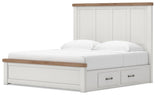 Savonport White/Brown King Panel Bed with Storage from Ashley - Luna Furniture