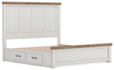 Savonport White/Brown King Panel Bed with Storage from Ashley - Luna Furniture