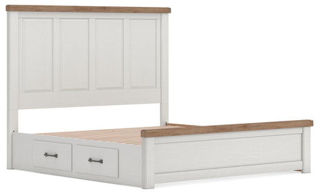 Savonport White/Brown King Panel Bed with Storage from Ashley - Luna Furniture