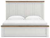 Savonport White/Brown King Panel Bed with Storage from Ashley - Luna Furniture