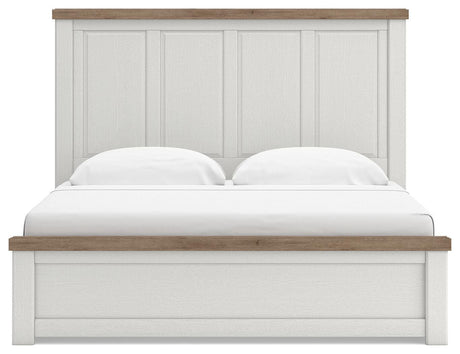 Savonport White/Brown King Panel Bed with Storage from Ashley - Luna Furniture