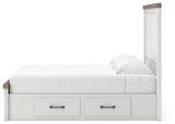 Savonport White/Brown King Panel Bed with Storage from Ashley - Luna Furniture