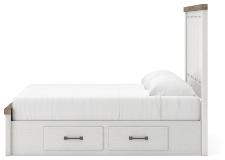 Savonport White/Brown King Panel Bed with Storage from Ashley - Luna Furniture