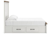 Savonport White/Brown King Panel Bed with Storage from Ashley - Luna Furniture