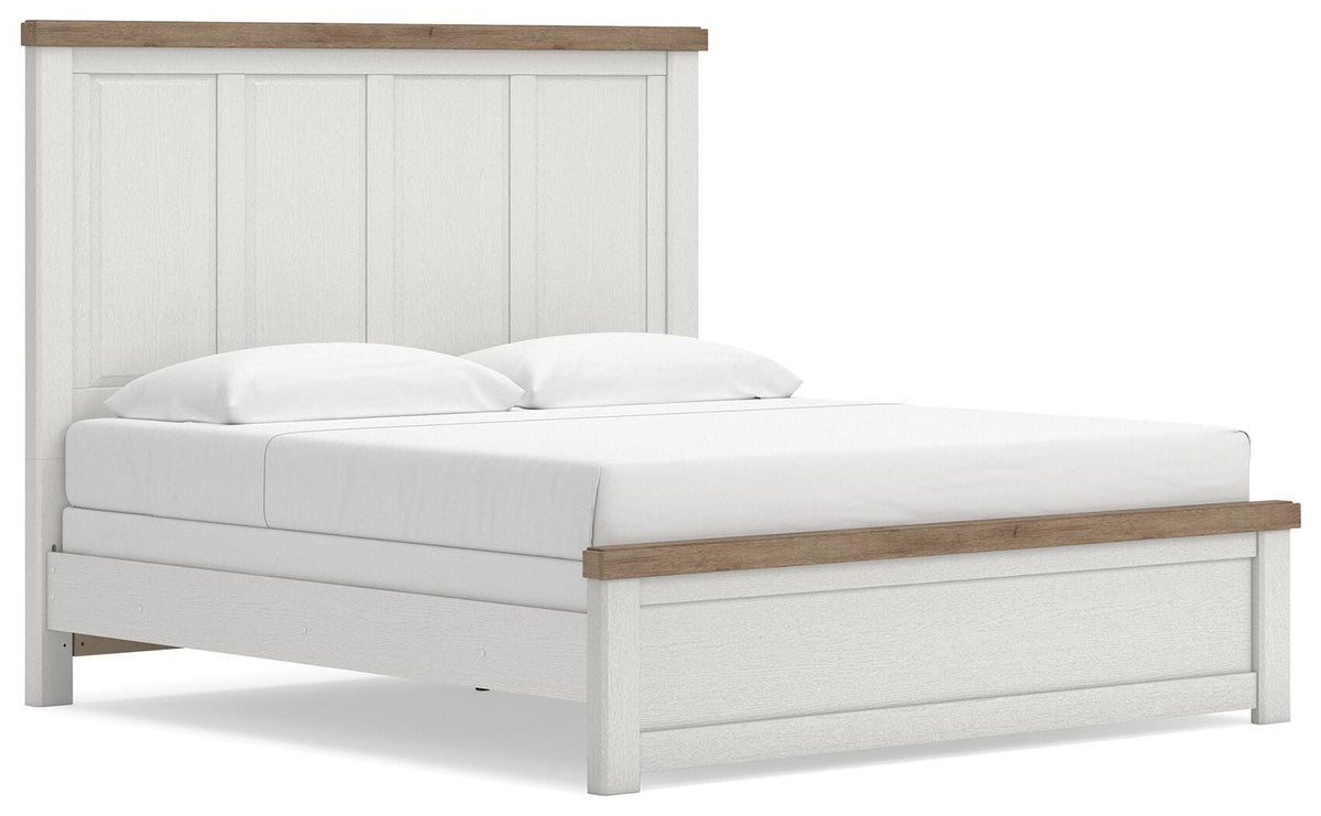 Savonport White/Brown King Panel Bed, Dresser and Chest from Ashley - Luna Furniture