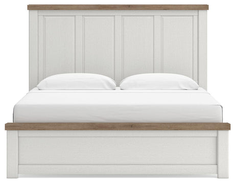 Savonport White/Brown King Panel Bed, Dresser and Mirror from Ashley - Luna Furniture
