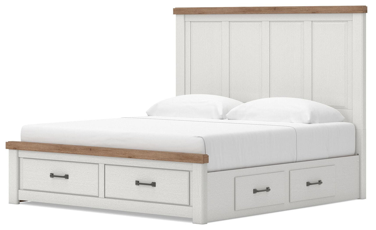 Savonport White/Brown King Panel Storage Bed from Ashley - Luna Furniture