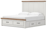 Savonport White/Brown King Panel Storage Bed from Ashley - Luna Furniture
