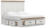 Savonport White/Brown King Panel Storage Bed from Ashley - Luna Furniture