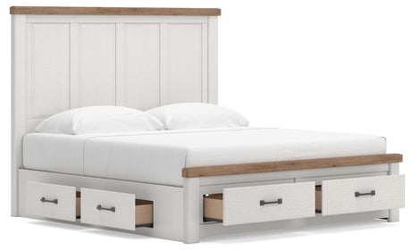 Savonport White/Brown King Panel Storage Bed from Ashley - Luna Furniture