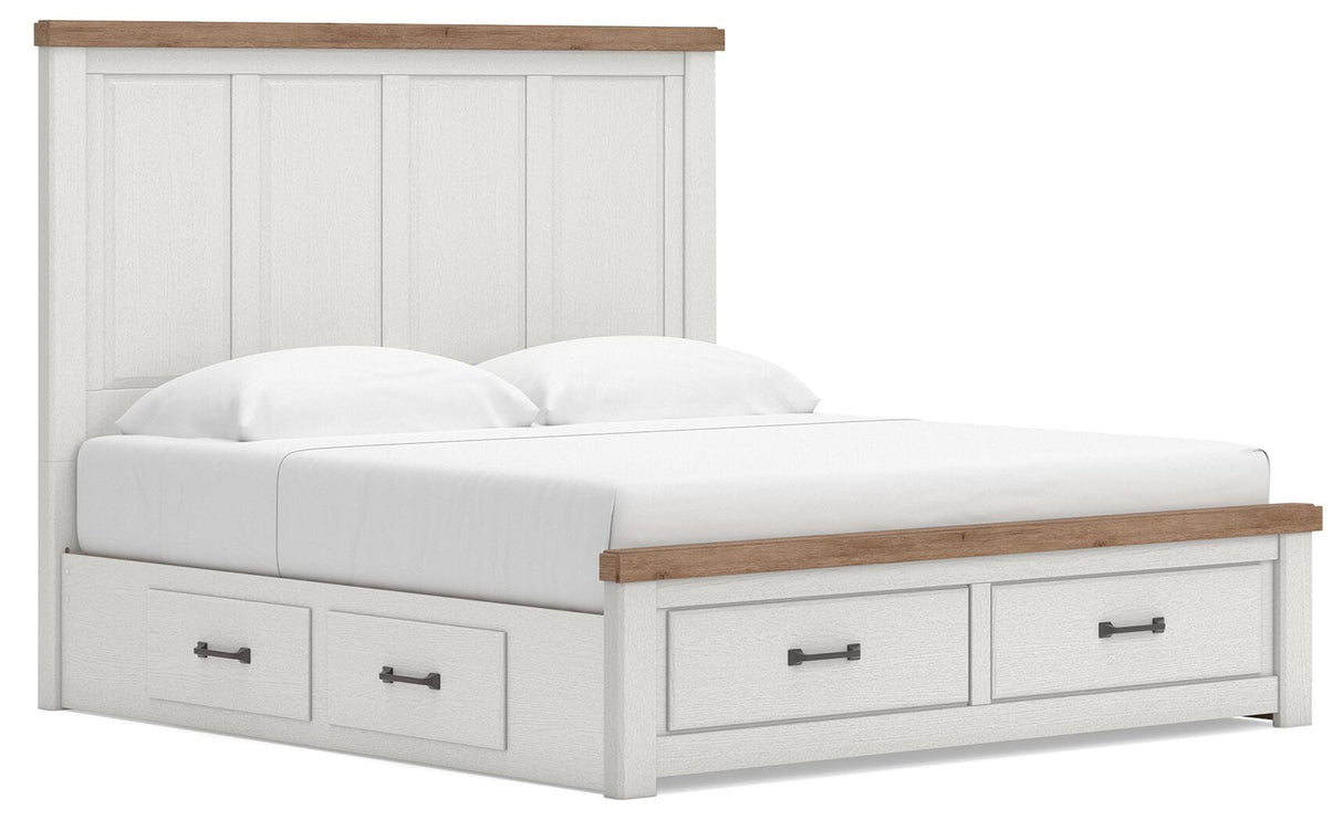 Savonport White/Brown King Panel Storage Bed from Ashley - Luna Furniture