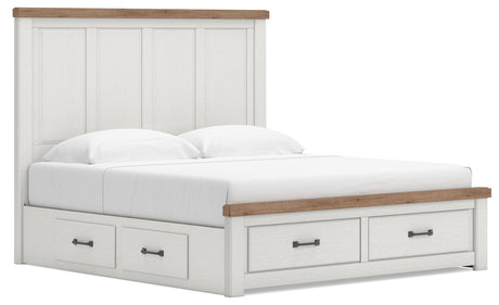 Savonport White/Brown King Panel Storage Bed from Ashley - Luna Furniture
