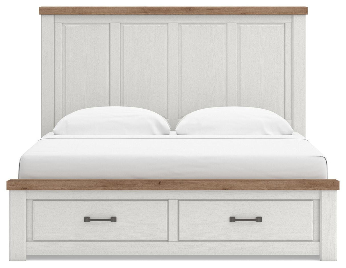 Savonport White/Brown King Panel Storage Bed from Ashley - Luna Furniture