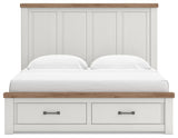 Savonport White/Brown King Panel Storage Bed from Ashley - Luna Furniture