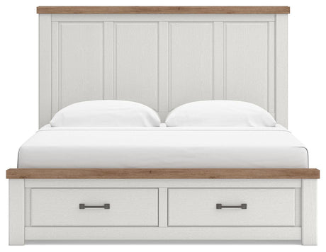Savonport White/Brown King Panel Storage Bed from Ashley - Luna Furniture