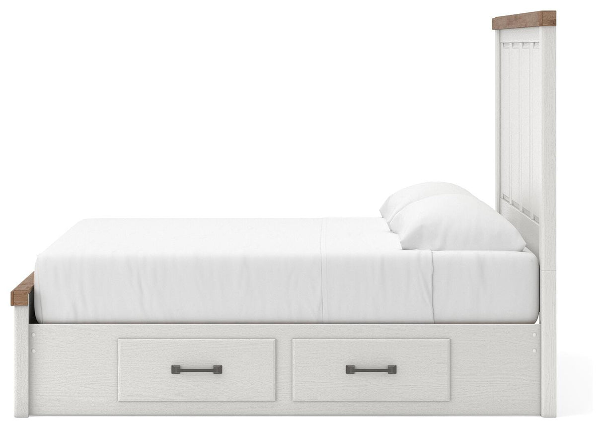 Savonport White/Brown King Panel Storage Bed from Ashley - Luna Furniture