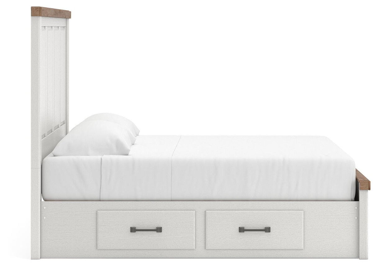 Savonport White/Brown King Panel Storage Bed from Ashley - Luna Furniture
