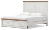 Savonport White/Brown King Panel Storage Bed from Ashley - Luna Furniture